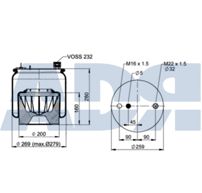 Burduf, suspensie pneumatica 51501136 ADR