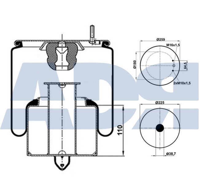 Burduf, suspensie pneumatica 51559200 ADR