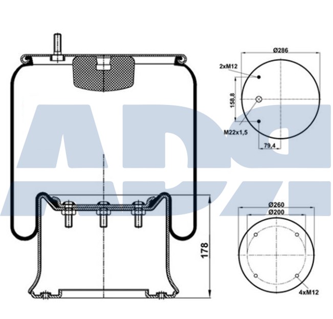 Burduf, suspensie pneumatica 51649100 ADR