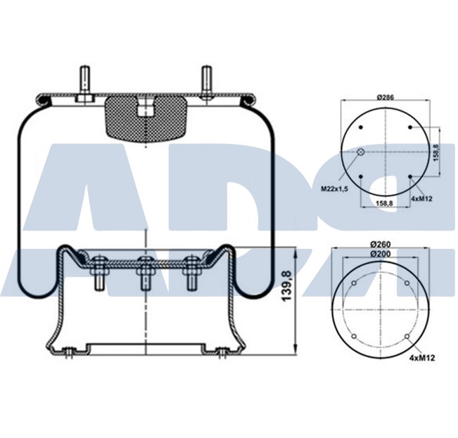 Burduf, suspensie pneumatica 51709003 ADR