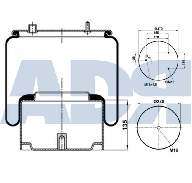 Burduf, suspensie pneumatica 51725000 ADR