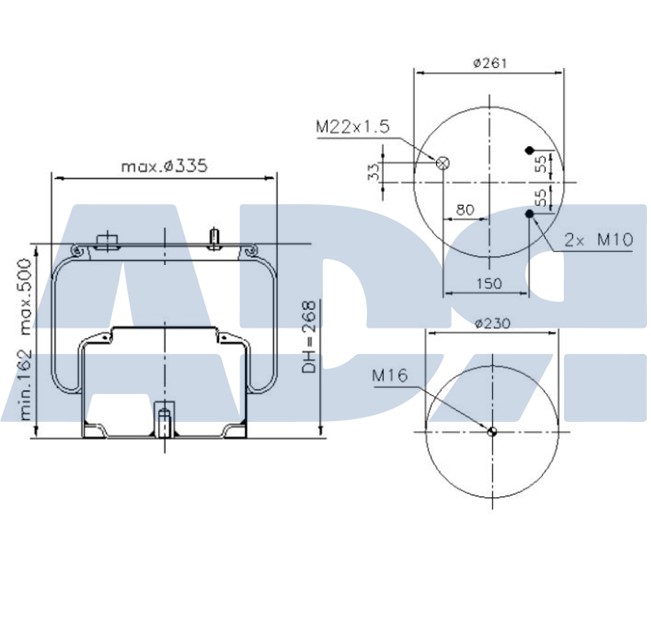 Burduf, suspensie pneumatica 51725010 ADR