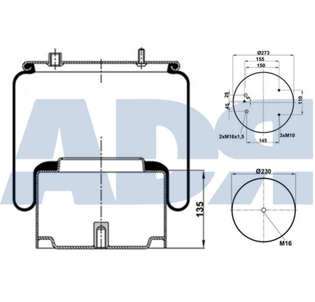 Burduf, suspensie pneumatica 51725100 ADR