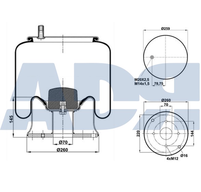 Burduf, suspensie pneumatica 51763600 ADR