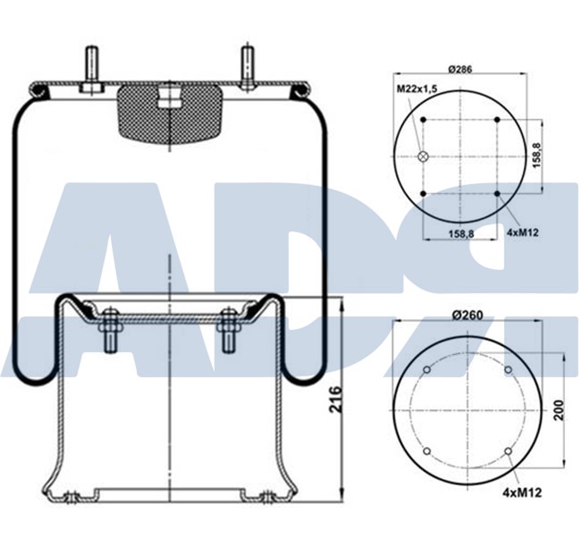 Burduf, suspensie pneumatica 51801001 ADR