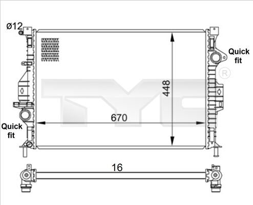 Radiator, racire motor 710-0057 TYC