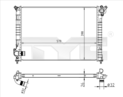 Radiator, racire motor 722-0001 TYC