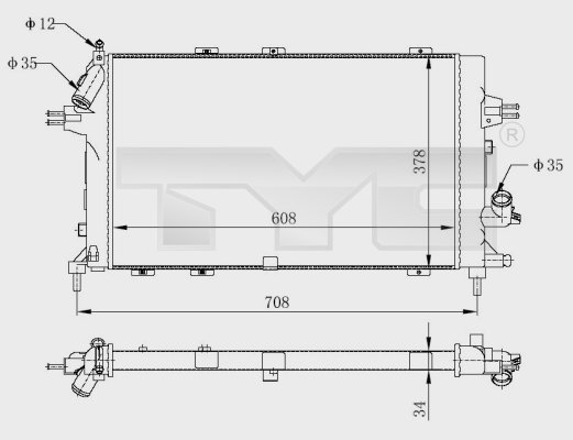 Radiator, racire motor 725-0028-R TYC