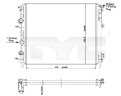 Radiator, racire motor 728-0010 TYC