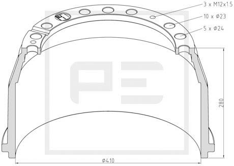 Tambur frana 016.402-00A PE Automotive