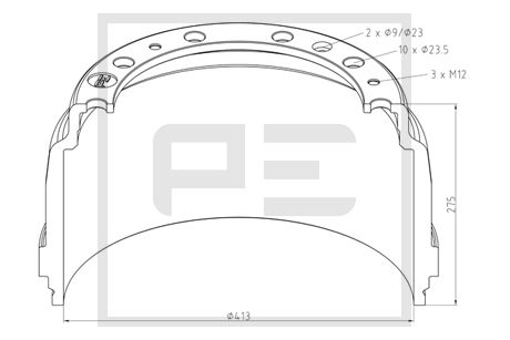 Tambur frana 126.074-00A PE Automotive