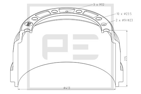 Tambur frana 126.089-00A PE Automotive