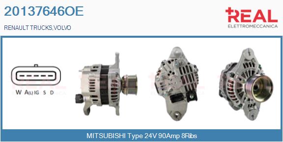 Generator / Alternator 20137646OE REAL