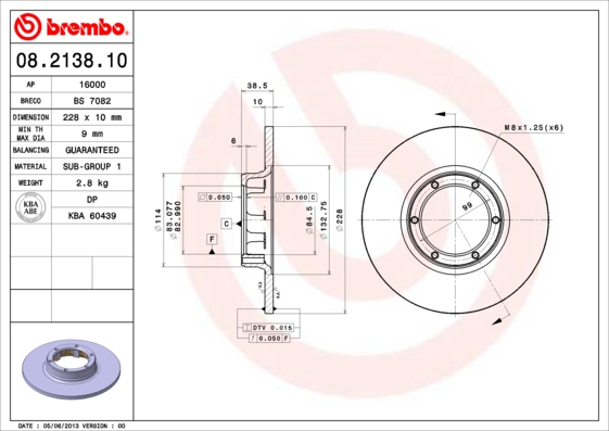 Disc frana 08.2138.10 BREMBO