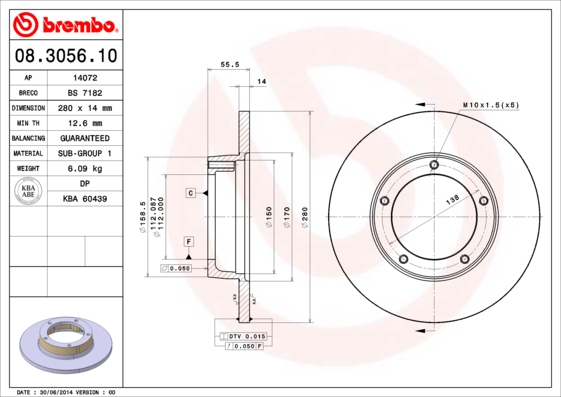 Disc frana 08.3056.10 BREMBO