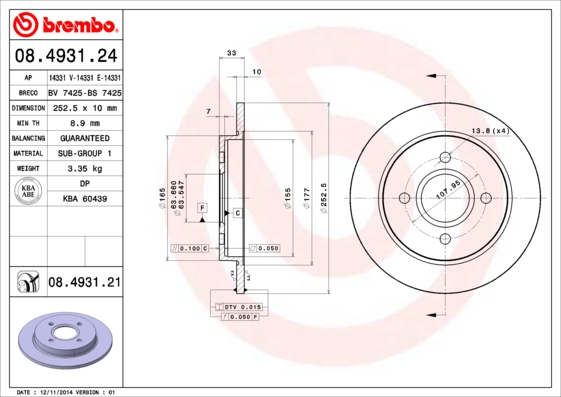 Disc frana 08.4931.21 BREMBO