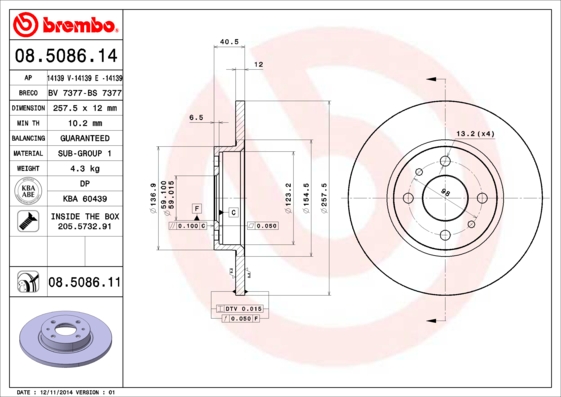 Disc frana 08.5086.11 BREMBO