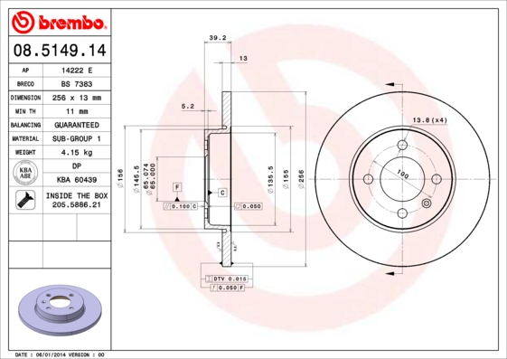 Disc frana 08.5149.14 BREMBO