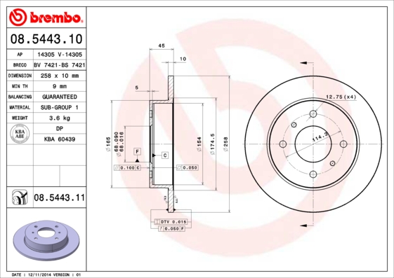 Disc frana 08.5443.11 BREMBO