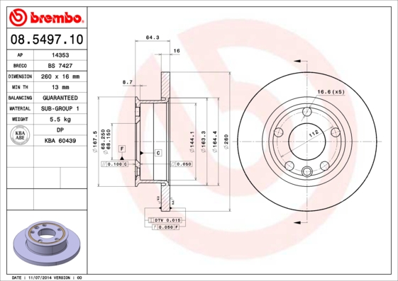 Disc frana 08.5497.10 BREMBO