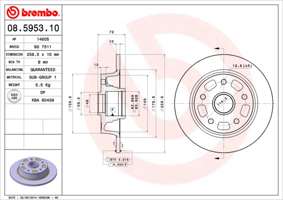 Disc frana 08.5953.10 BREMBO