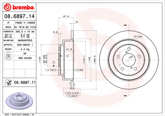 Disc frana 08.6897.11 BREMBO