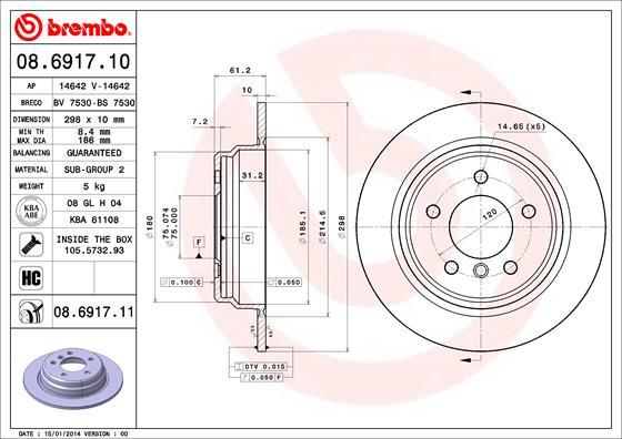 Disc frana 08.6917.11 BREMBO