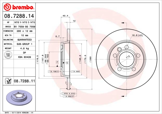 Disc frana 08.7288.11 BREMBO