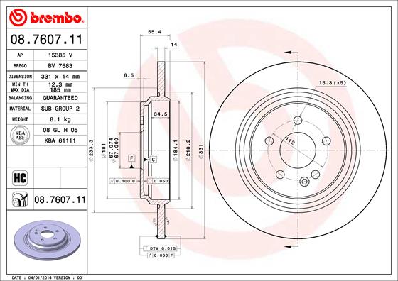 Disc frana 08.7607.11 BREMBO