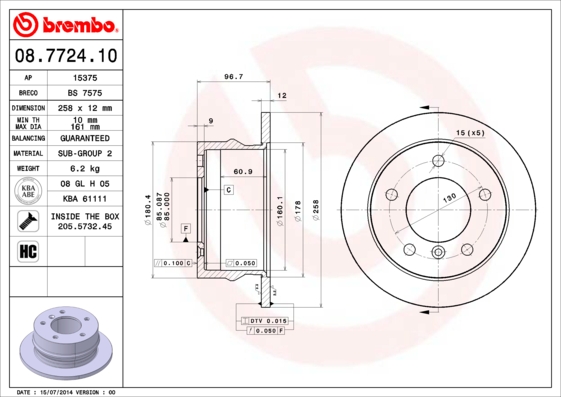 Disc frana 08.7724.10 BREMBO