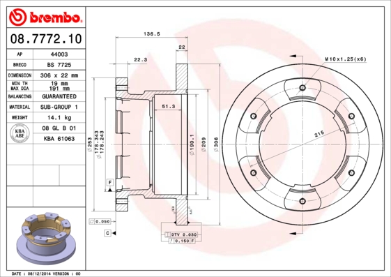 Disc frana 08.7772.10 BREMBO