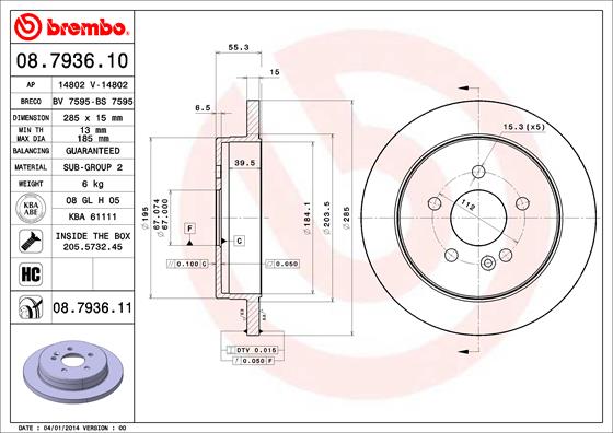 Disc frana 08.7936.11 BREMBO