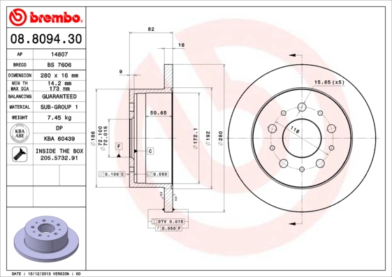 Disc frana 08.8094.30 BREMBO