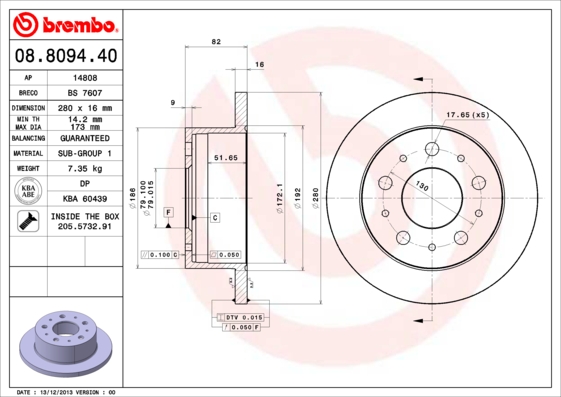 Disc frana 08.8094.40 BREMBO