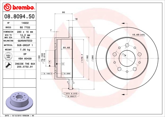 Disc frana 08.8094.50 BREMBO