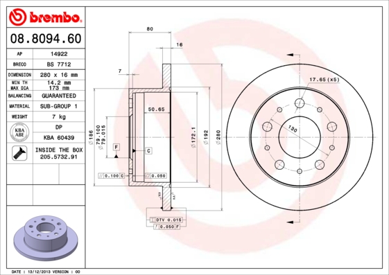 Disc frana 08.8094.60 BREMBO