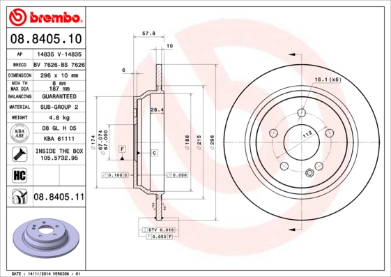 Disc frana 08.8405.11 BREMBO