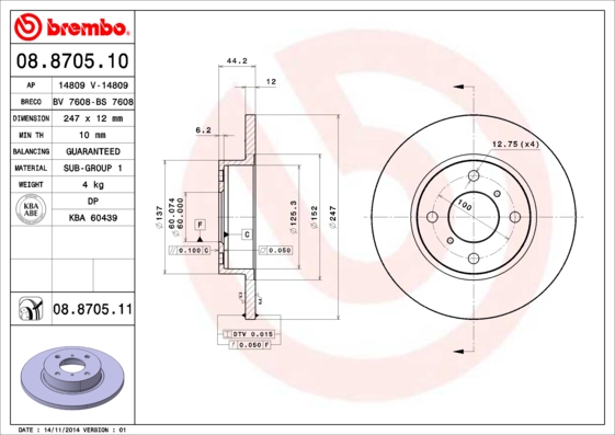 Disc frana 08.8705.11 BREMBO