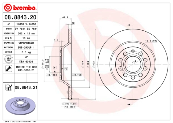 Disc frana 08.8843.21 BREMBO