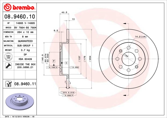 Disc frana 08.9460.10 BREMBO