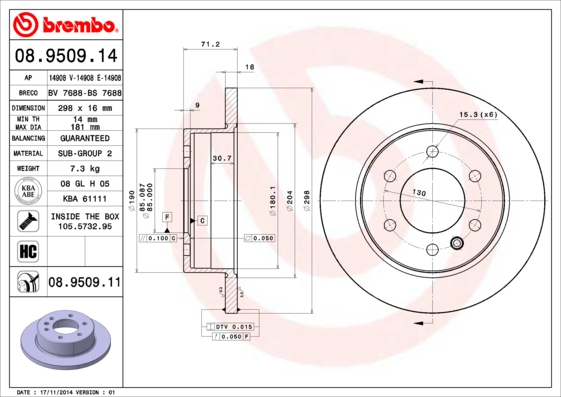 Disc frana 08.9509.11 BREMBO