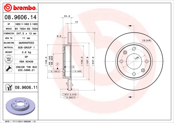 Disc frana 08.9606.11 BREMBO