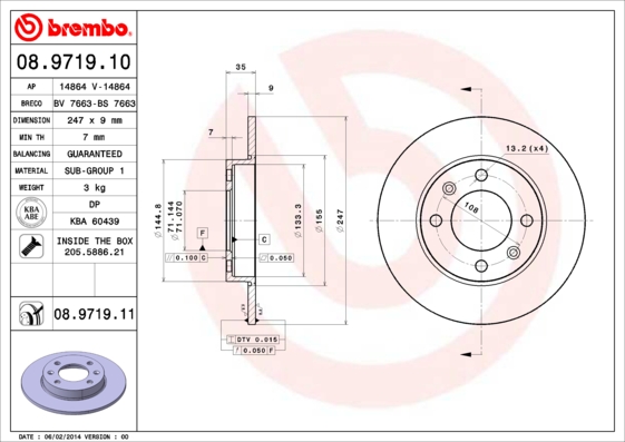 Disc frana 08.9719.11 BREMBO