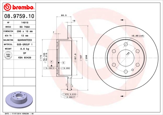 Disc frana 08.9759.10 BREMBO