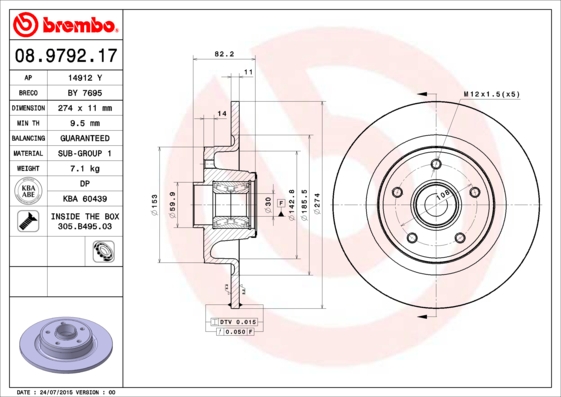 Disc frana 08.9792.17 BREMBO