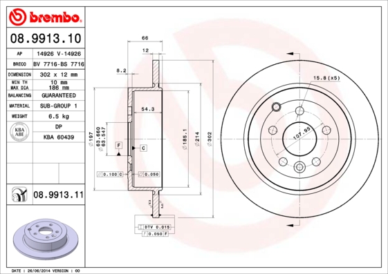 Disc frana 08.9913.11 BREMBO