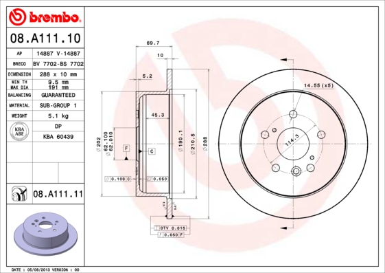 Disc frana 08.A111.11 BREMBO