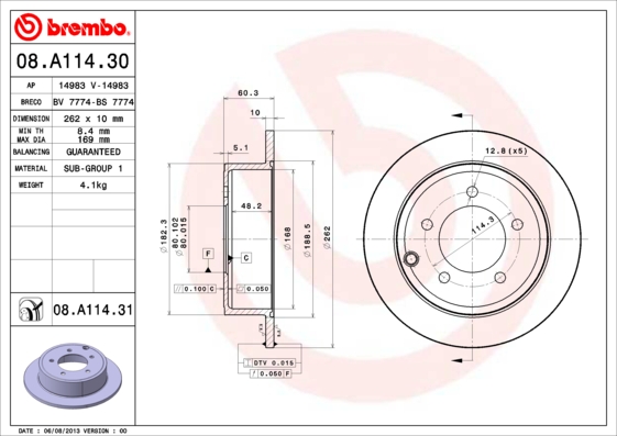 Disc frana 08.A114.31 BREMBO