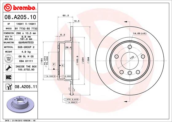 Disc frana 08.A205.11 BREMBO