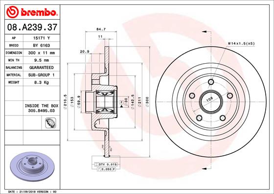 Disc frana 08.A239.37 BREMBO